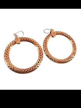 Gold-Tone Filigree Round Hoop Earrings - Women Jewelry